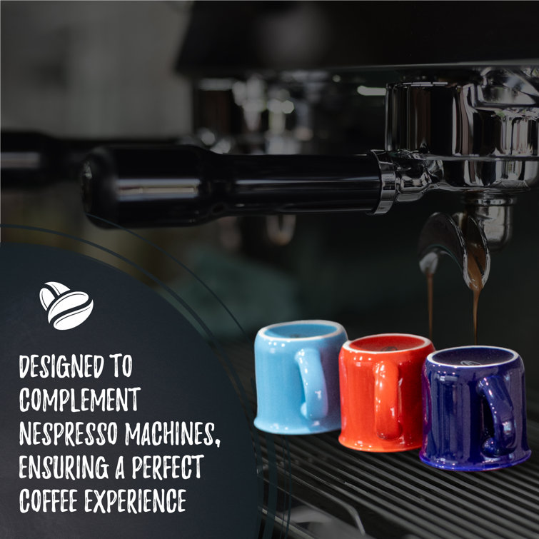 Bacimi Multicolor Ceramic Espresso Mini Mugs with Handles, 3oz, Set of 6