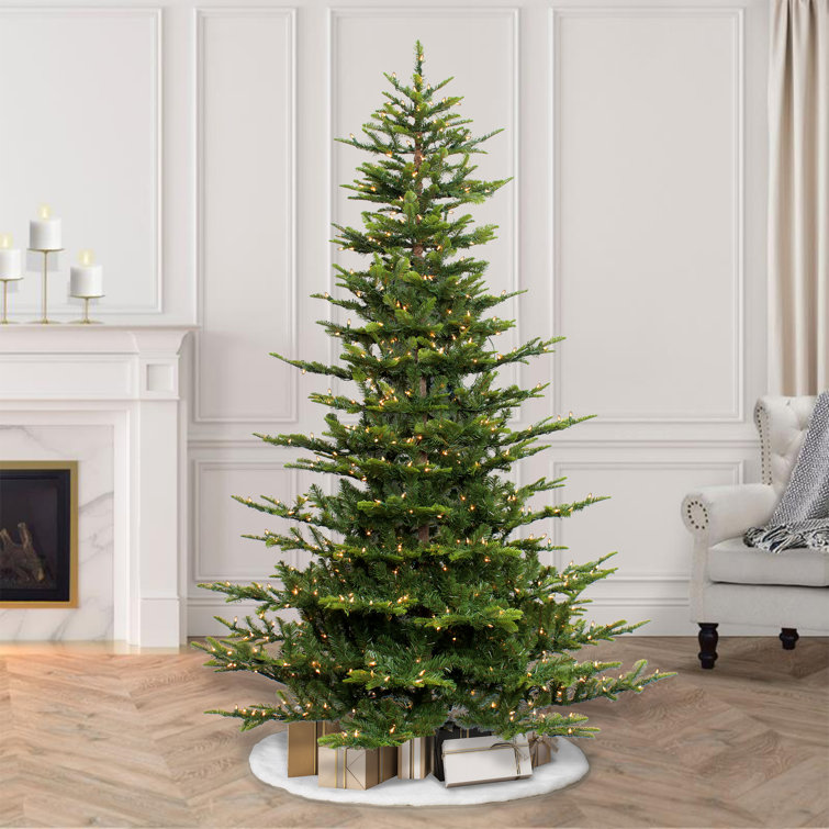 7.5' Green Pre-Lit Artificial Fir Christmas Tree with Metal Stand