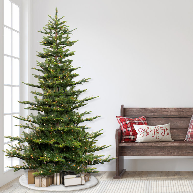 7.5' Green Pre-Lit Artificial Fir Christmas Tree with Metal Stand