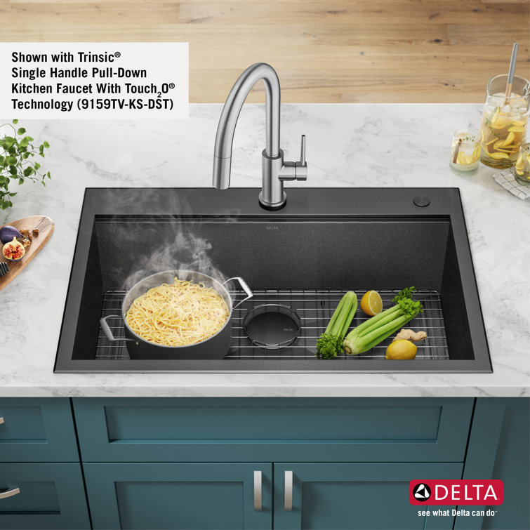 Delta Black Stainless Steel 33" Single Bowl Drop-In Kitchen Sink