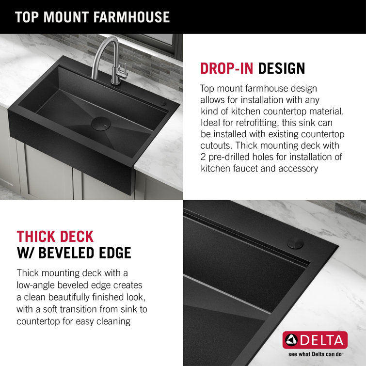 Black Stainless Steel Farmhouse Apron Front Single Bowl Sink