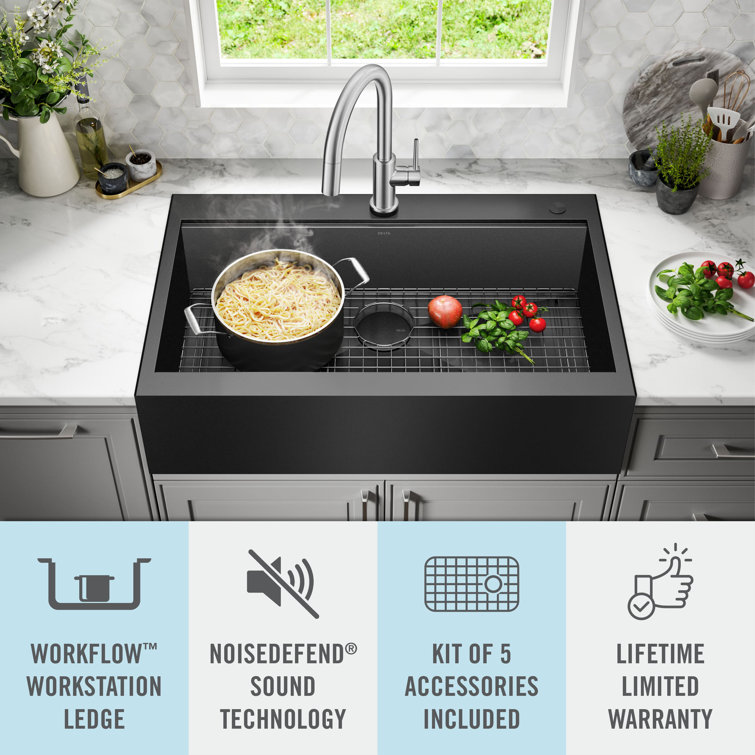 Black Stainless Steel Farmhouse Apron Front Single Bowl Sink