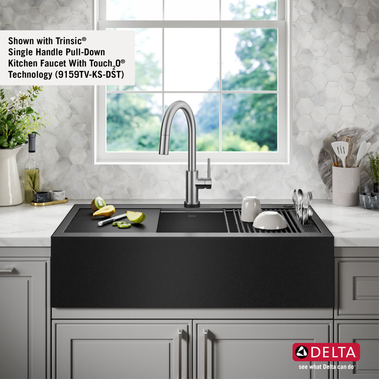 Black Stainless Steel Farmhouse Apron Front Single Bowl Sink