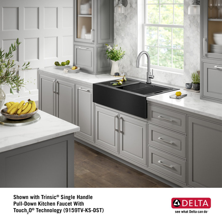 Black Stainless Steel Farmhouse Apron Front Single Bowl Sink