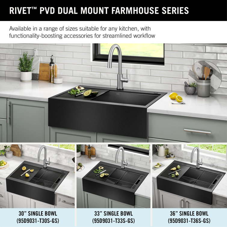 Black Stainless Steel Farmhouse Apron Front Single Bowl Sink