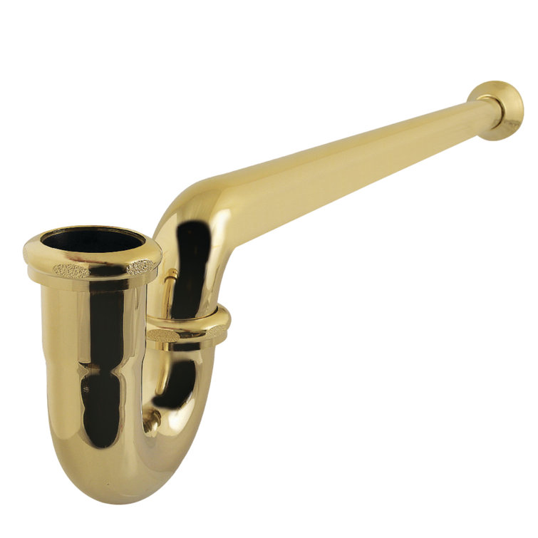 Polished Brass 1.5 Inch Decorative P-Trap with Bell Flange
