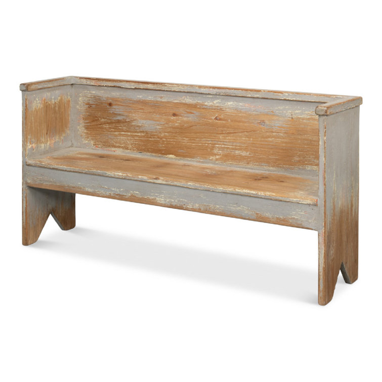 Transitional Beach House Solid Wood Gray Bench - 61"