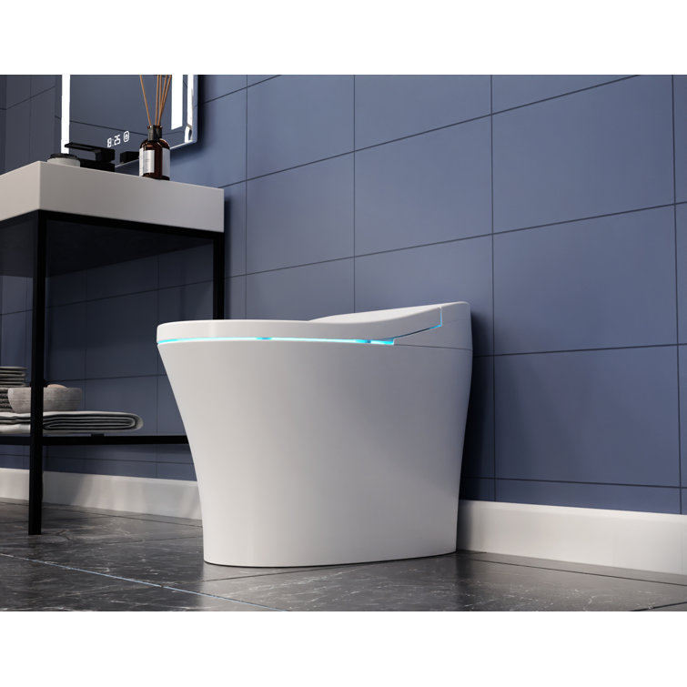 White Elongated Free Standing Smart Toilet with Bidet