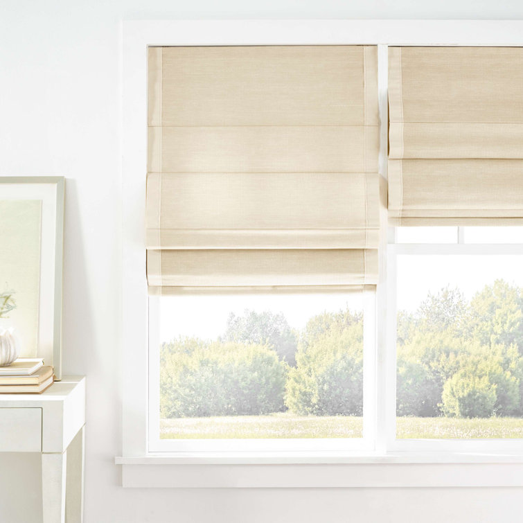 Natural Cordless Roman Shade with Thermal Insulation 27"W x 63"L