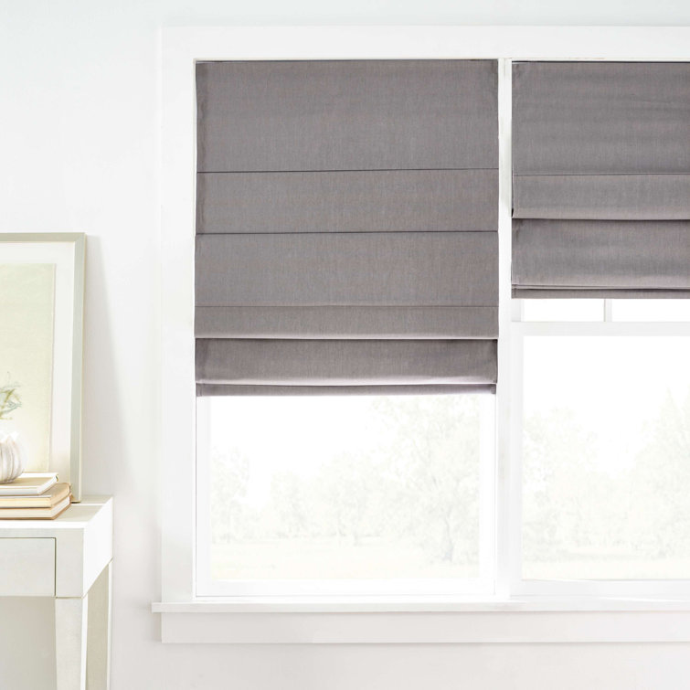 Gray Cordless Fabric Roman Blackout Shade 27"W x 63"L