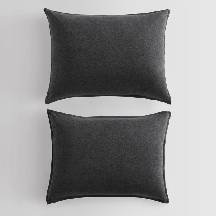Dark Gray Cotton Jersey Queen Duvet Cover Set