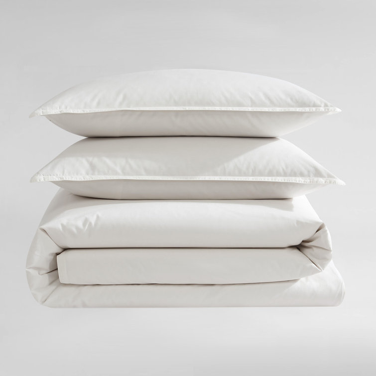 Queen White Cotton Duvet Cover Set with Shams