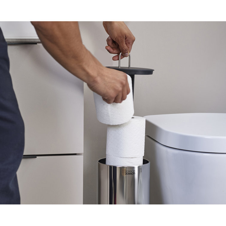 Joseph Joseph Stainless Steel Concealed Toilet Paper Holder with Lid