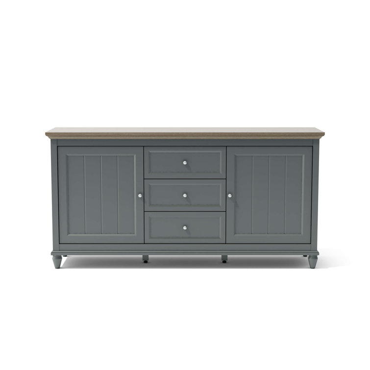 Gray and Brown 63'' Soft-Close Sideboard