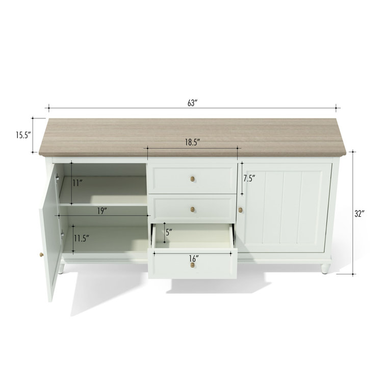 Chenon 63'' White and Light Brown Sideboard