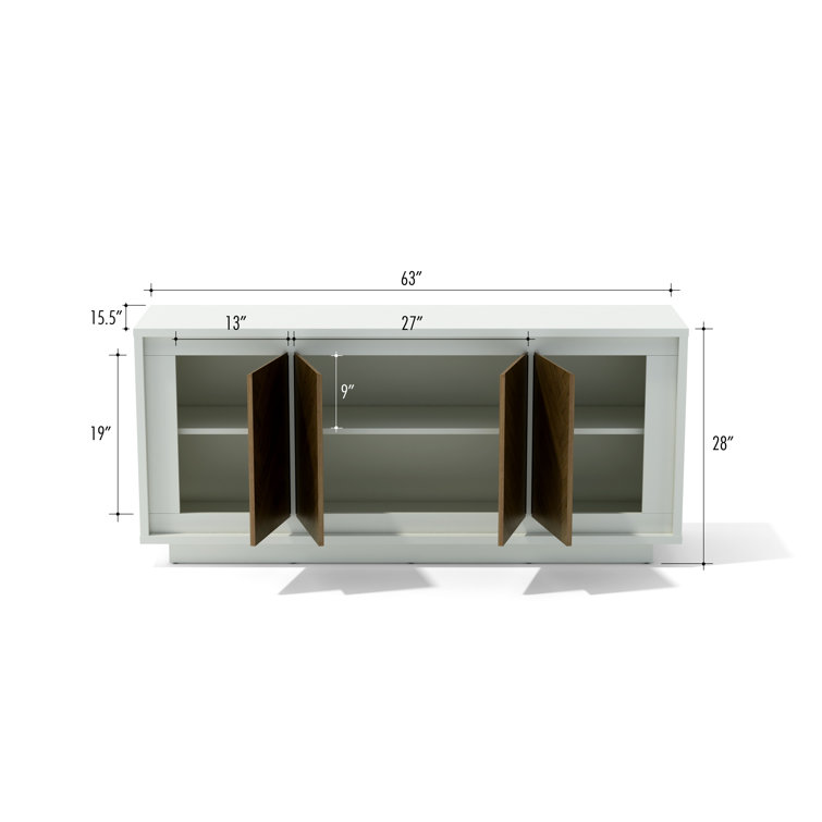 Paraggi 71'' White and Walnut MDF Sideboard