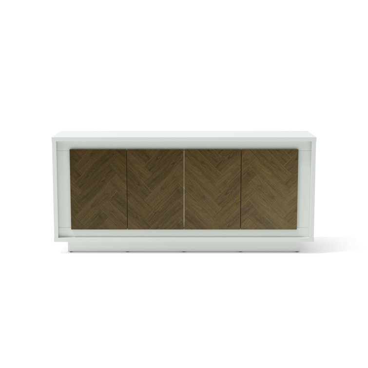 Paraggi 71'' White and Walnut MDF Sideboard