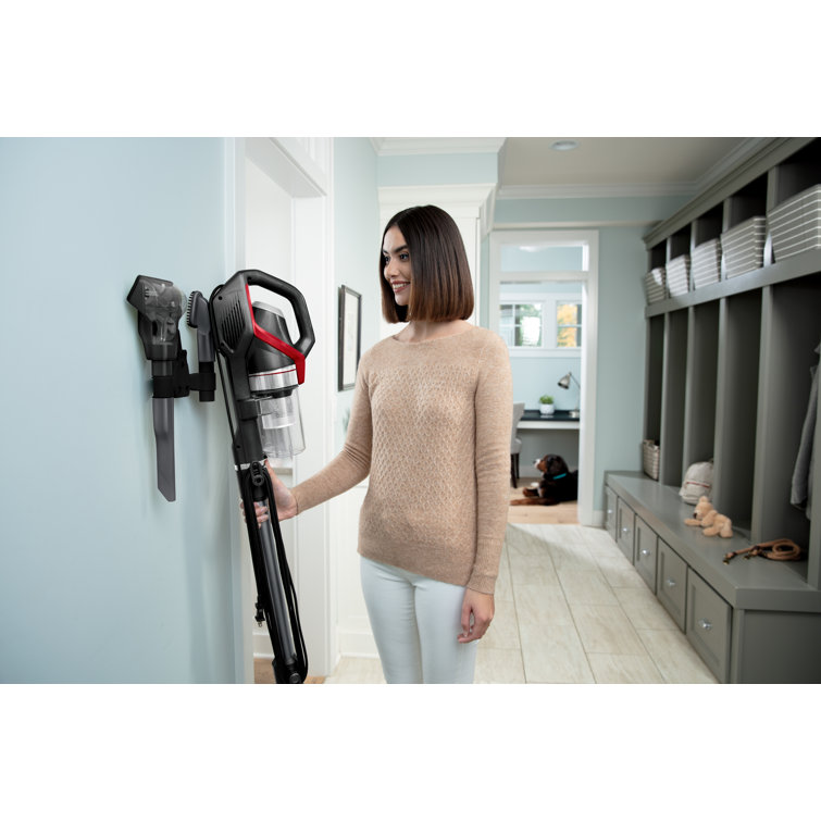 Clean View Slim Corded Stick Vacuum for Pets in Black and Red