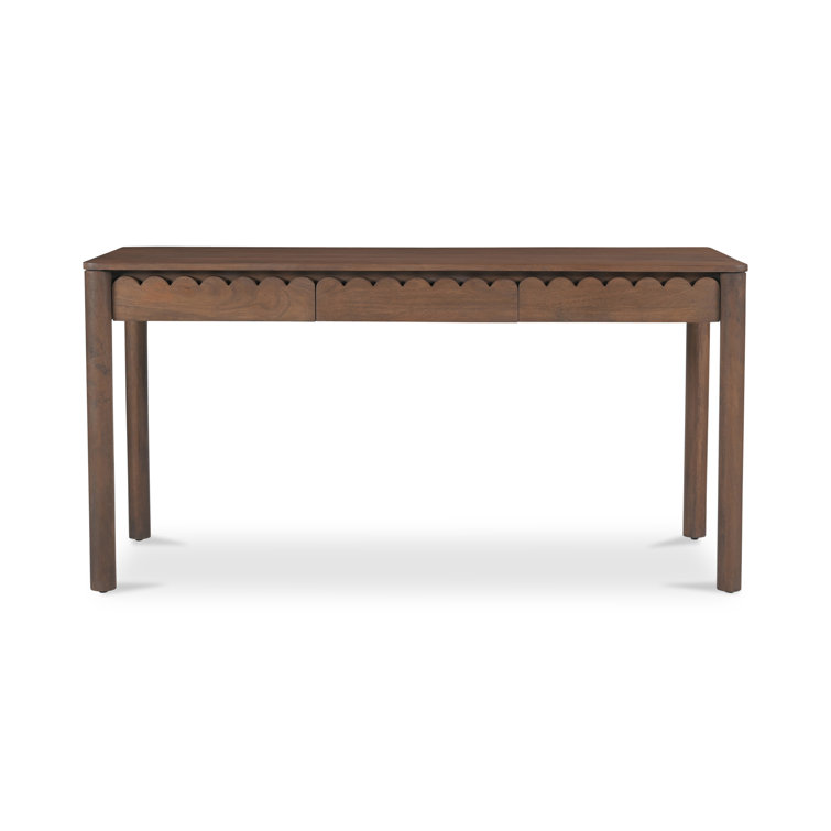Vintage Brown Wood Desk with Soft Close Drawer