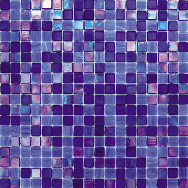 Mingles 11.6" x 11.6" Glossy Blue Glass Mosaic Tile