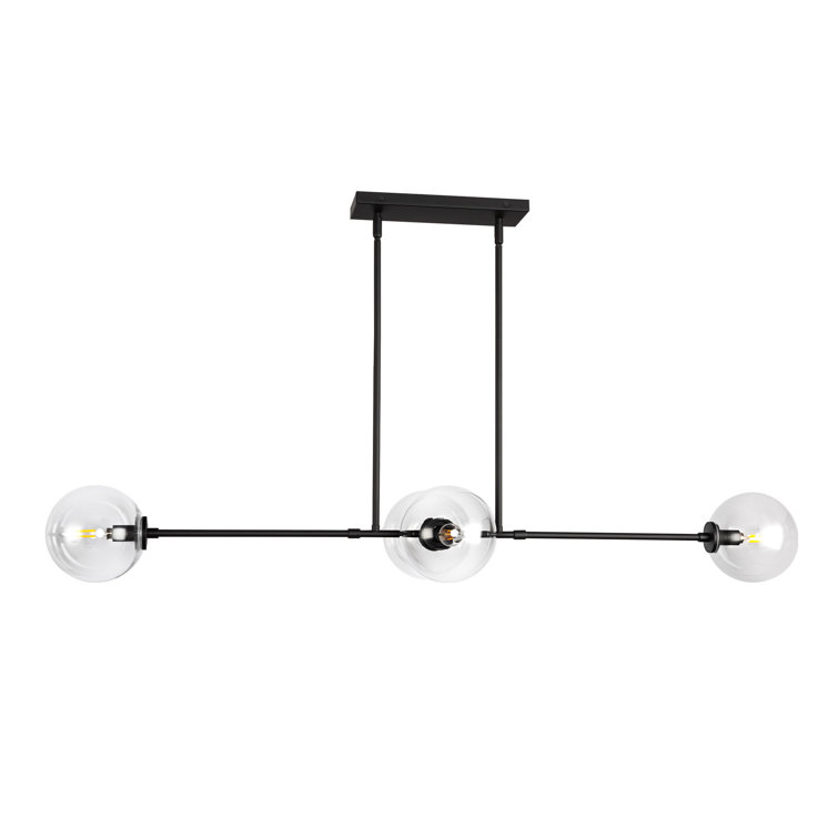 Cassia Matte Black and Clear Glass 4-Light Island Pendant