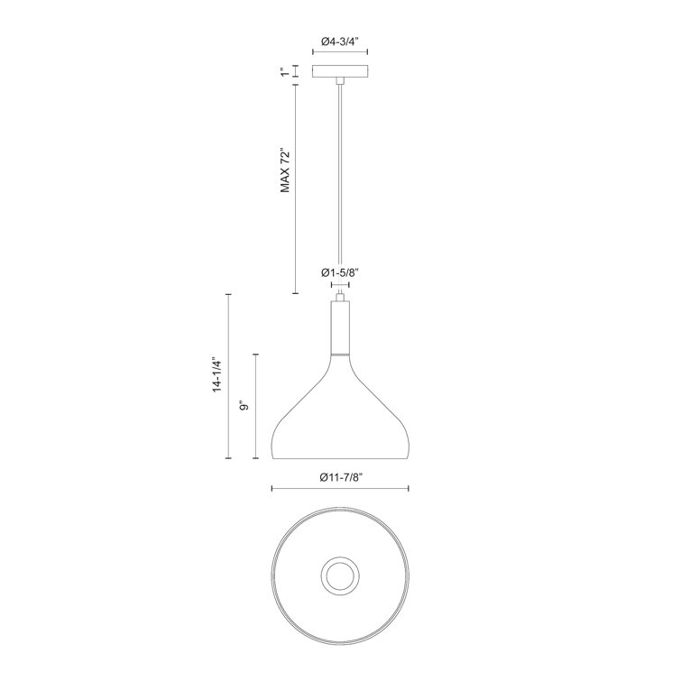 Matte Black and Clear Glass Single Pendant Light