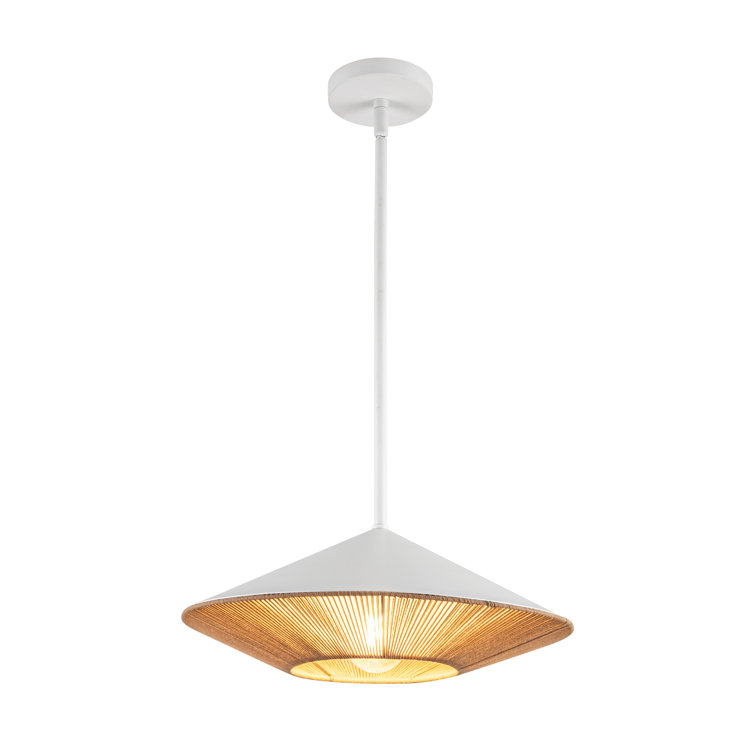 White Adjustable Steel Pendant Light with Black Shade