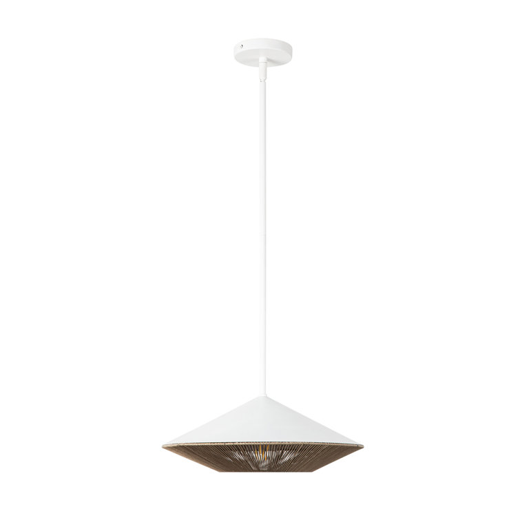 White Adjustable Steel Pendant Light with Black Shade