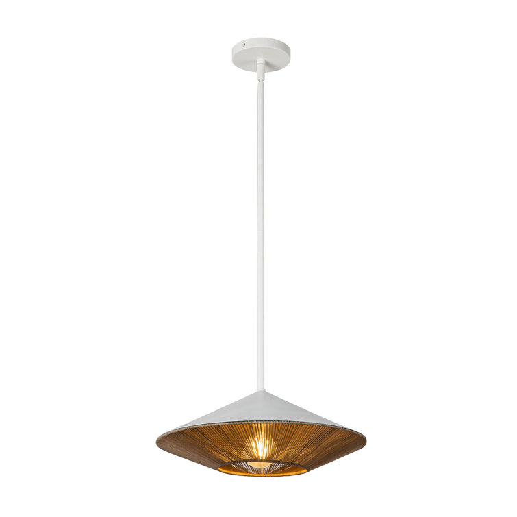 White Adjustable Steel Pendant Light with Black Shade