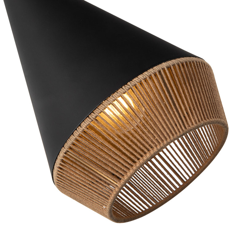 Matte Black Steel Single Light Pendant with Geometric Shade