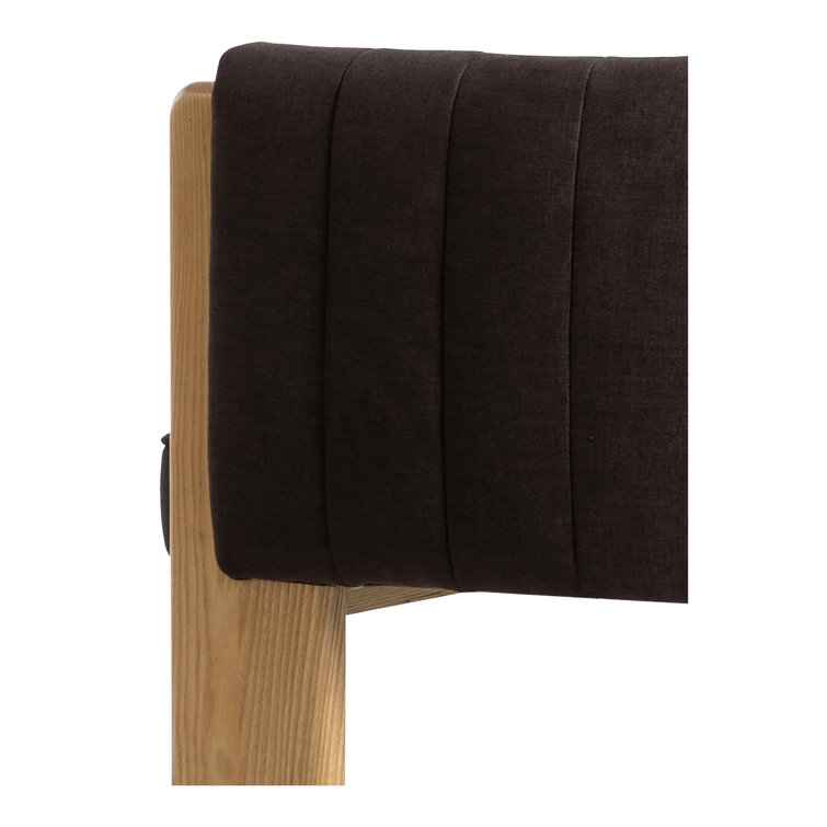 Brown Polyester and Natural Wood Barrel Chair