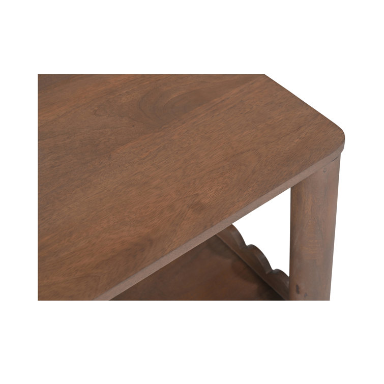 Lola Solid Wood Rectangular End Table with Scalloped Shelf