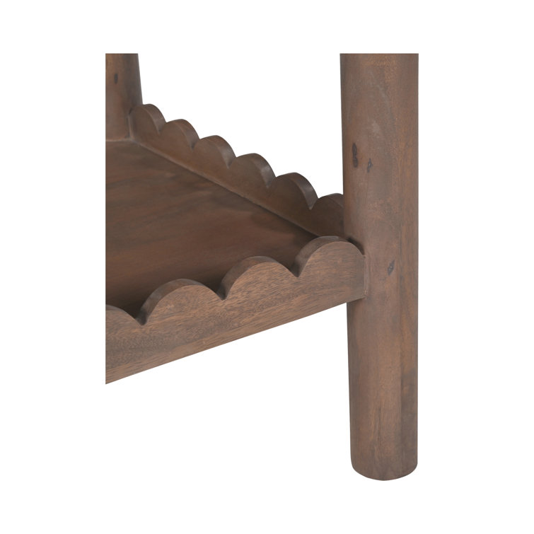 Lola Solid Wood Rectangular End Table with Scalloped Shelf