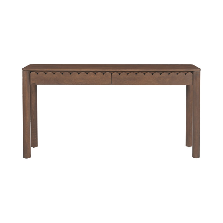 Brown Wood Console Table with Storage Drawers