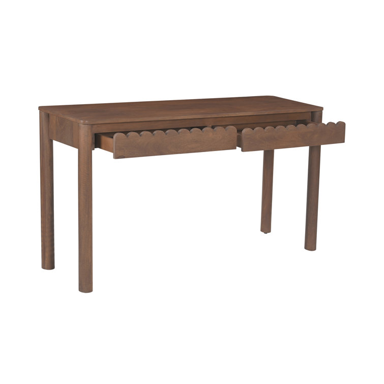 Brown Wood Console Table with Storage Drawers