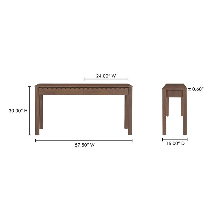 Brown Wood Console Table with Storage Drawers