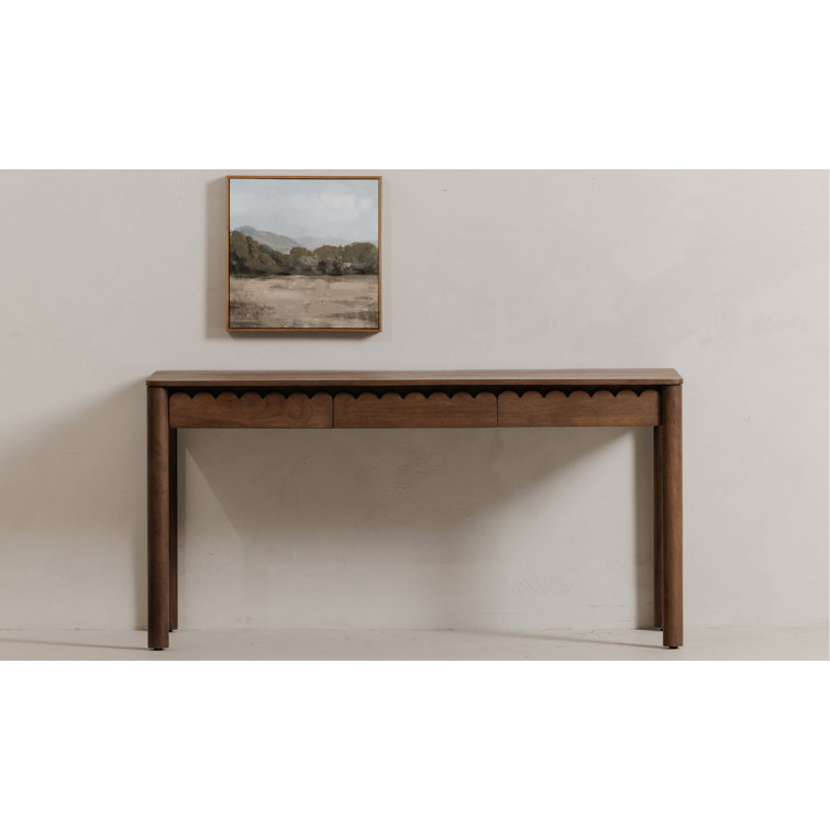 Vintage Brown Wood Desk with Soft Close Drawer