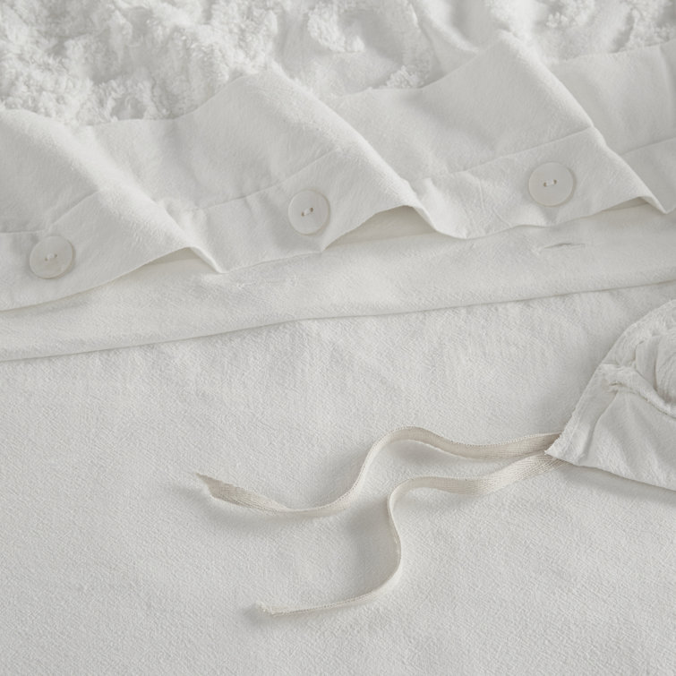 Ivory Cotton Embroidered Medallion 3-Piece Duvet Set