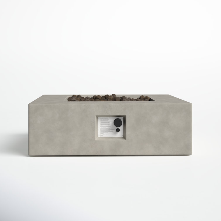 Natural Concrete Square Gas Fire Pit Table