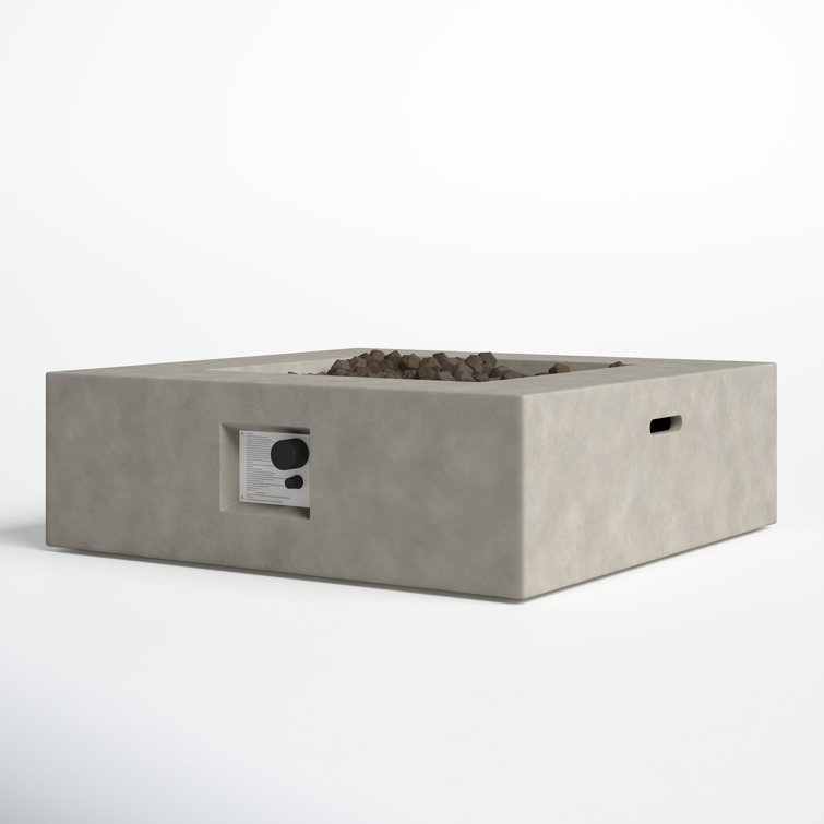 Natural Concrete Square Gas Fire Pit Table