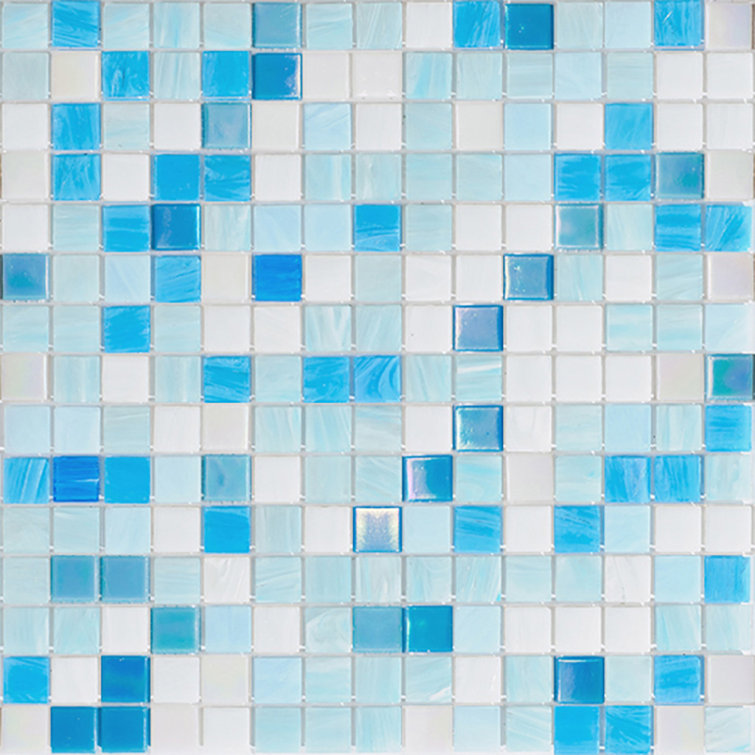Glossy White and Blue Glass Mosaic Tile for Walls and Floors