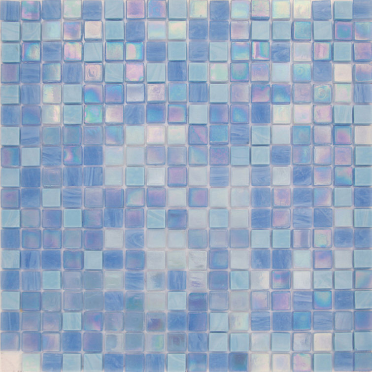 Sky Blue Iridescent Glass Mosaic Wall and Floor Tile