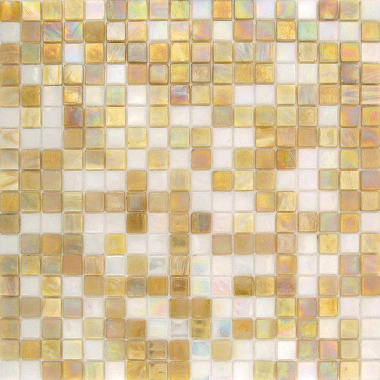 Golden and White Glass Mosaic Wall and Floor Tile