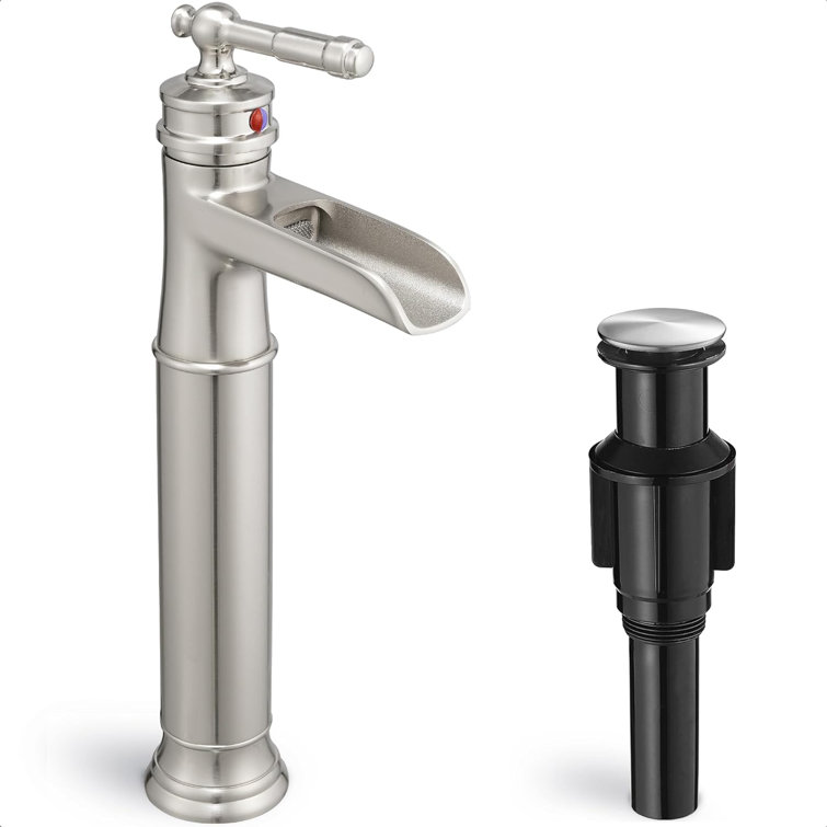 Brushed Nickel Single Handle Vessel Sink Faucet with Pop-Up Drain