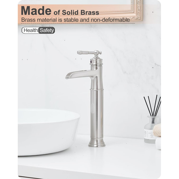 Brushed Nickel Single Handle Vessel Sink Faucet with Pop-Up Drain