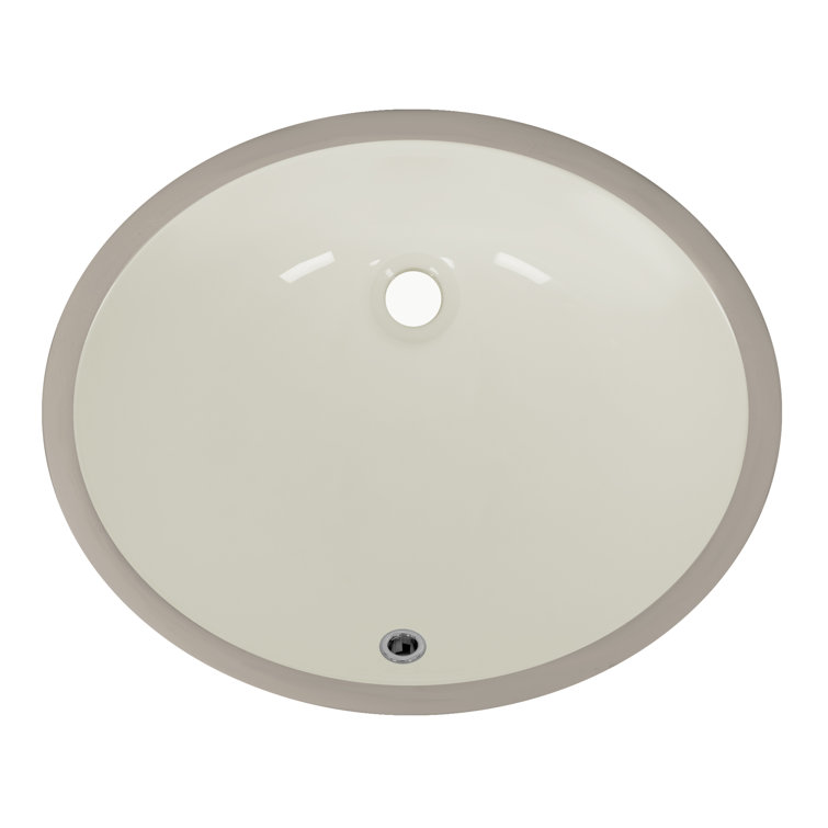 Beige Ceramic 18" Oval Undermount Bathroom Sink