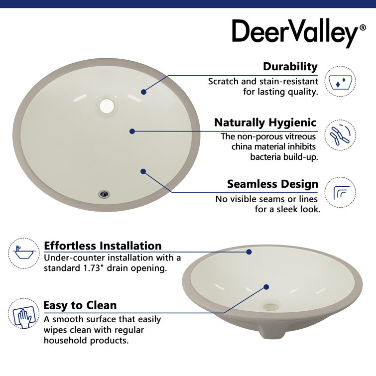 Beige Ceramic 18" Oval Undermount Bathroom Sink