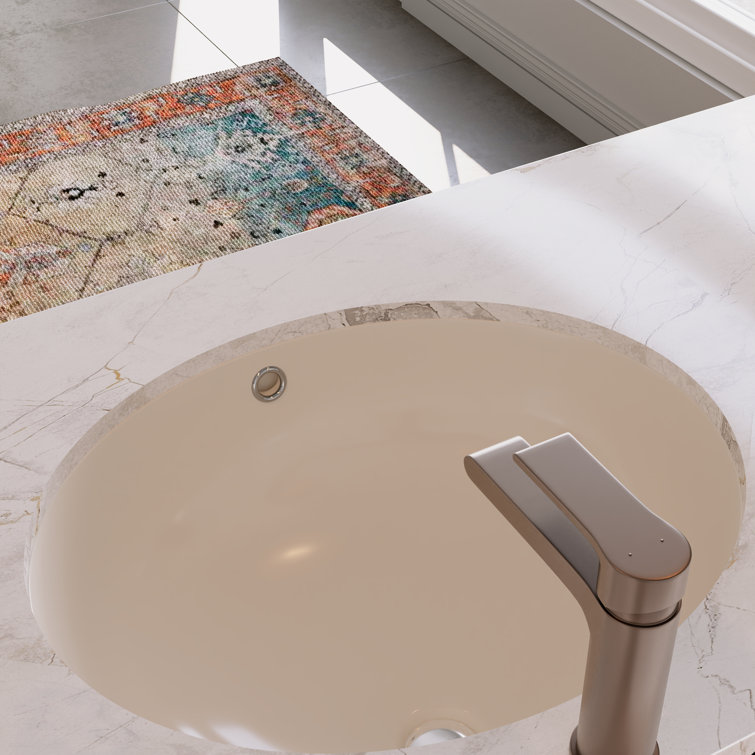 Beige Ceramic 18" Oval Undermount Bathroom Sink