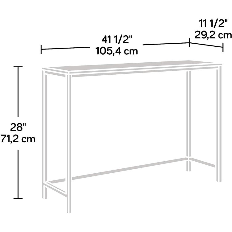 Charter Oak and Black Metal Slim Entryway Table with Storage