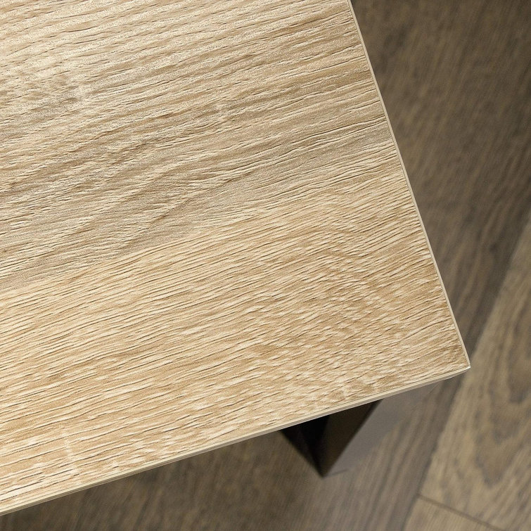 Charter Oak and Black Metal Slim Entryway Table with Storage
